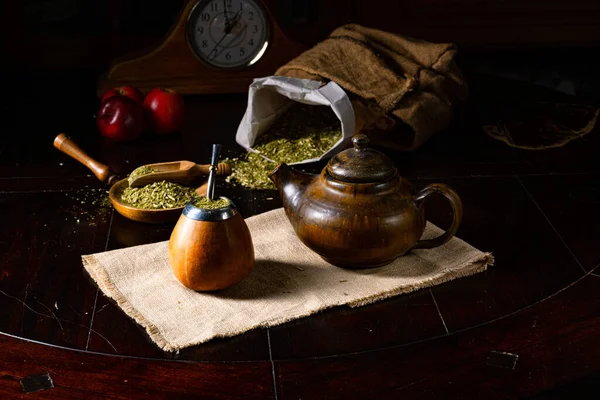 Preparar Yerba Mate Con Calabaza Bombilla — Foto de Stock