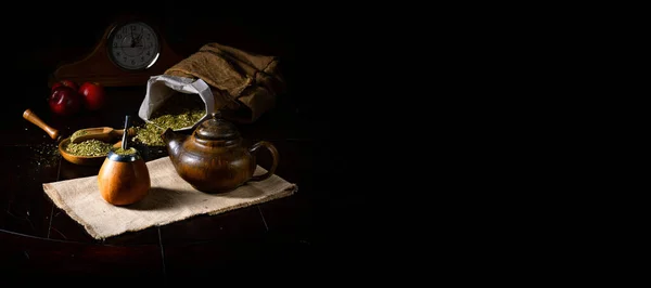 Prepare Yerba Mate Calabash Bombilla — Stock Photo, Image