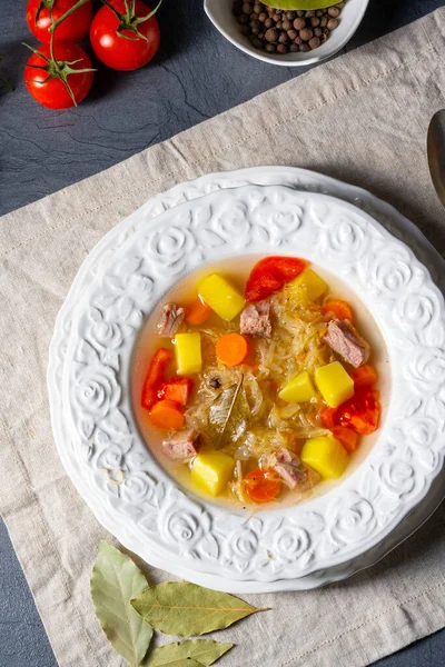 Kapusniak Deliciosa Sopa Chucrute Polonês — Fotografia de Stock