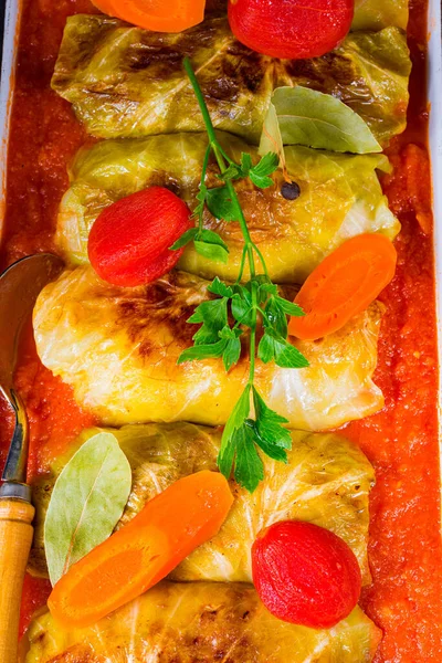 Polish Cabbage Rolls Tomato Sauce — Stock Photo, Image