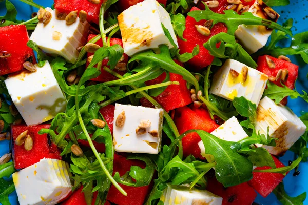Watermelon Salad Rocket Feta Cheese — Stock Photo, Image