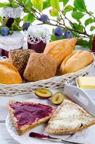 Breakfast with jam — Stock Photo, Image