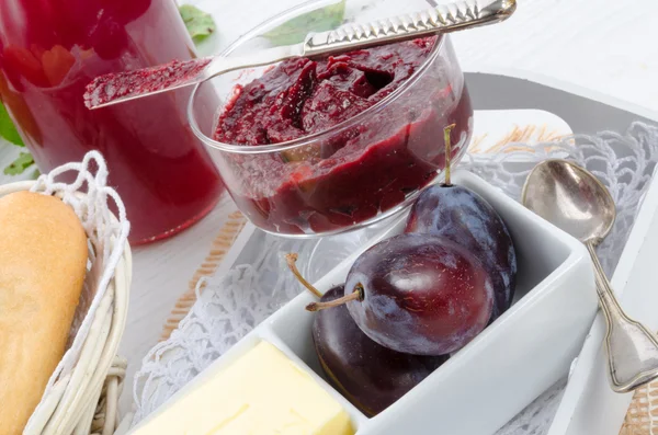 Breakfast with jam — Stock Photo, Image