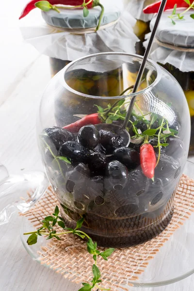 Spicy marinated olives — Stock Photo, Image