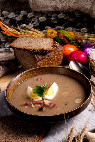 Polish Sour rye soup — Stock Photo, Image