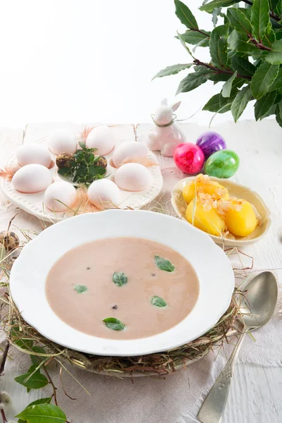 Sour rye soup — Stock Photo, Image