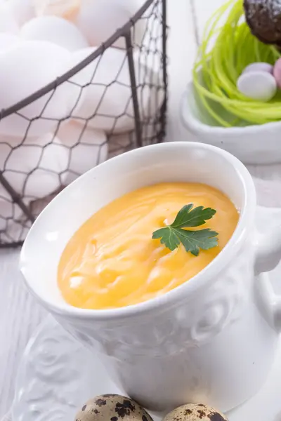 Sauce hollandaise close up — Stock Photo, Image