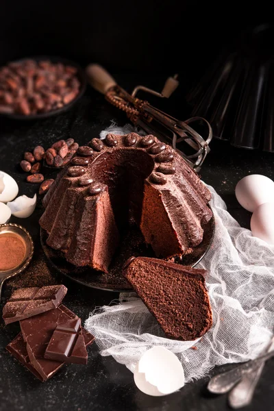 Chocolate cake close up — Stock Photo, Image