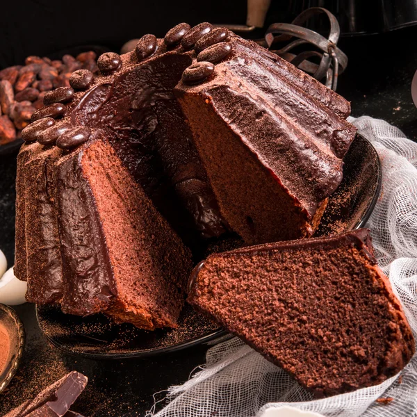 Chokladkaka på nära håll — Stockfoto