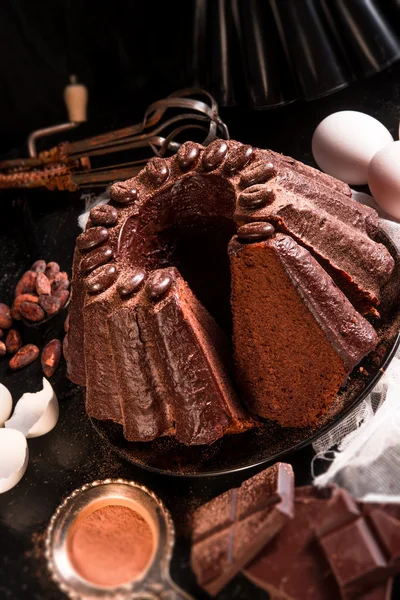 Chocoladetaart close-up — Stockfoto