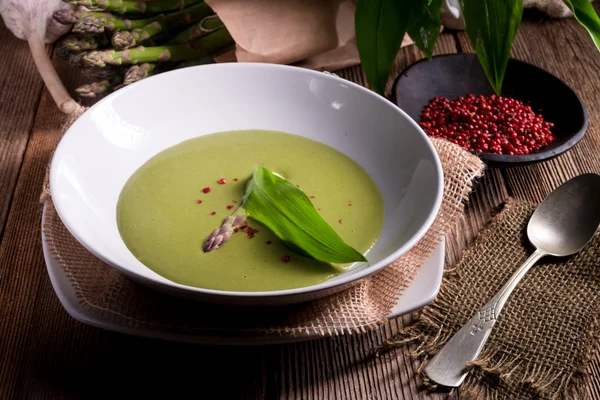 Ramsons Asparagus Soup — Stock Photo, Image