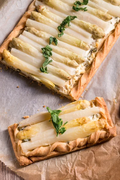 Asperges taart met fetakaas — Stockfoto