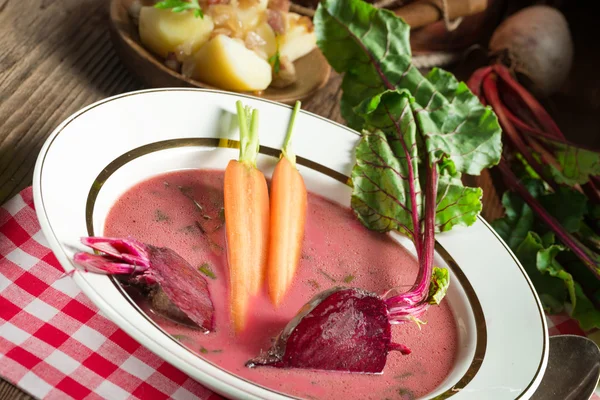 Botwinka - Soup of young beet leaves — Stock Photo, Image