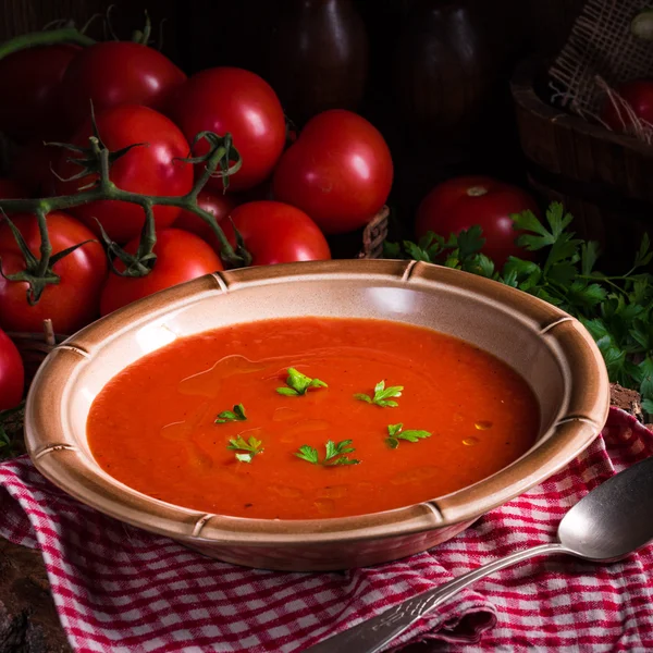 Sopa de tomate rústico — Fotografia de Stock