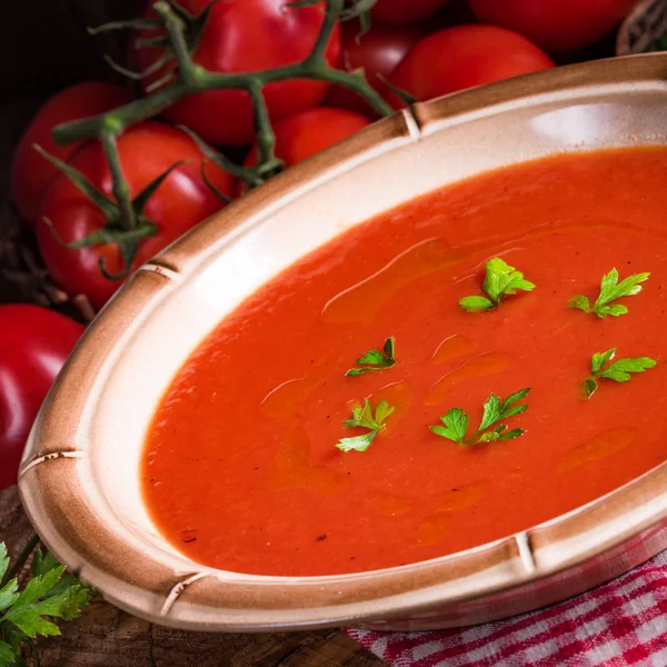 Rustic tomato soup — Stock Photo, Image