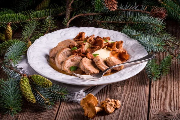 Kartoffelbrei mit Schweinefleisch — Stockfoto