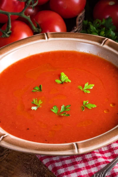 Rustic tomato soup — Stock Photo, Image