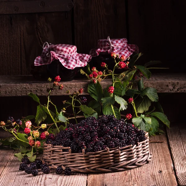 Collected raspberries in a busket — Stock Photo, Image