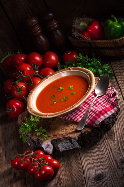 Rustikální rajská polévka — Stock fotografie