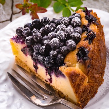 Freshmade cheesecake with blueberries