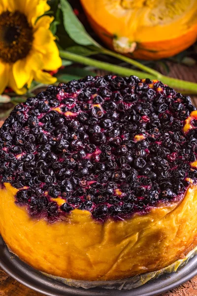 Tarta de queso con calabaza y arándanos —  Fotos de Stock