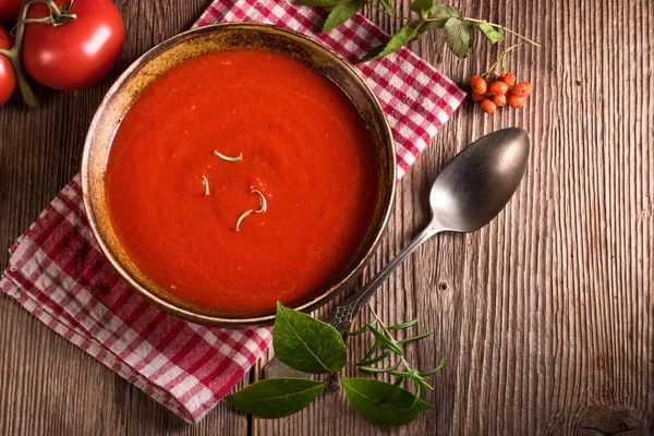 Papryka i zupa pomidorowa — Zdjęcie stockowe