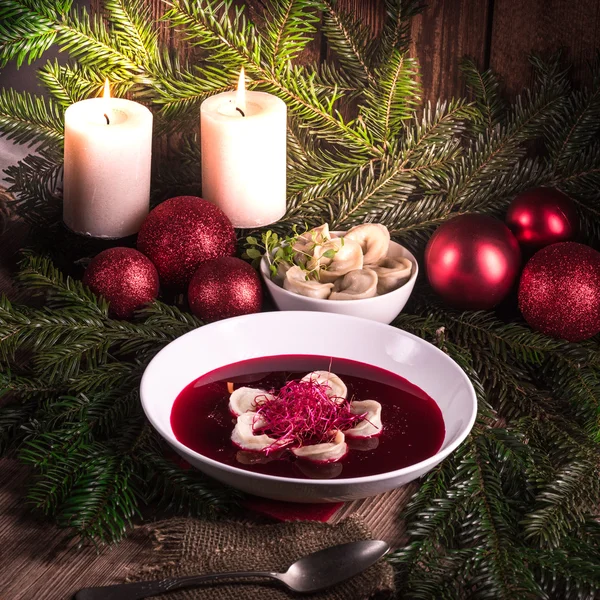 Red borscht soup — Stock Photo, Image