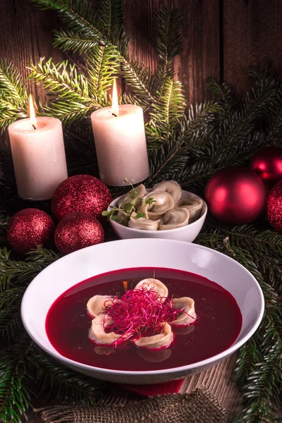 Red borscht soup — Stock Photo, Image