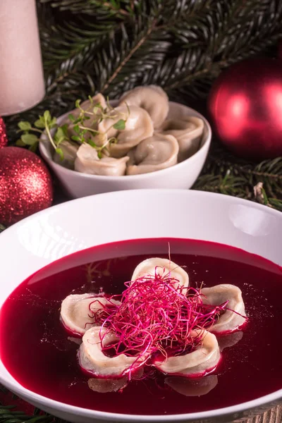 Red borscht soup — Stock Photo, Image