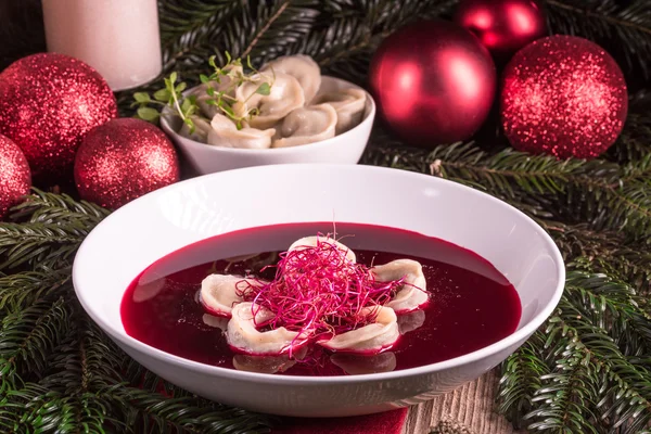 Red borscht soup — Stock Photo, Image
