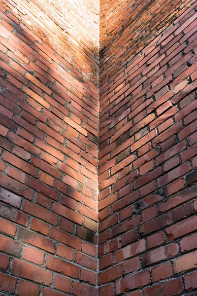 Inside corner of a brick of the old building