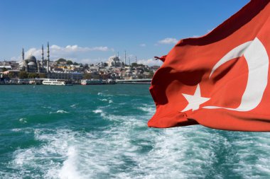 Istanbul 'un görünümünden feribot
