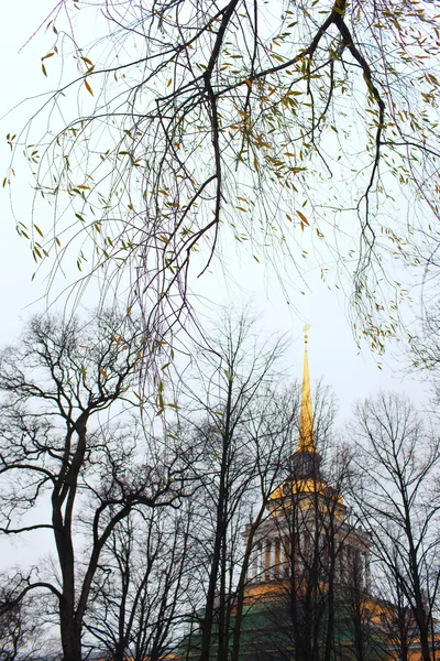 La aguja del Almirantazgo en San Petersburgo hasta el otoño —  Fotos de Stock