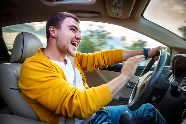 Angry aggressive driver beep and shouts in the car. Road rage concept. — Stock Photo, Image