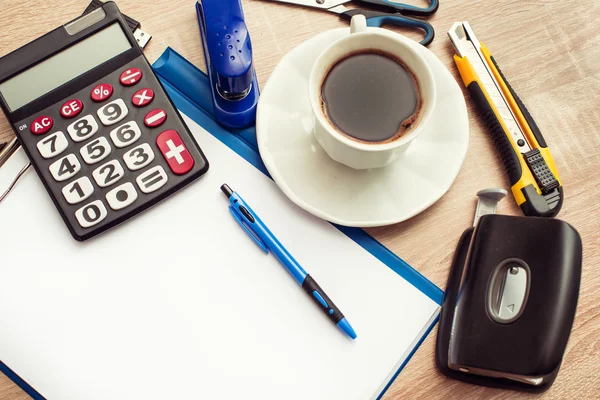 Office tools and coffee cup — Stock Photo, Image