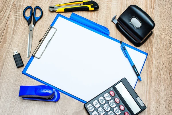 Office tools and coffee cup — Stock Photo, Image