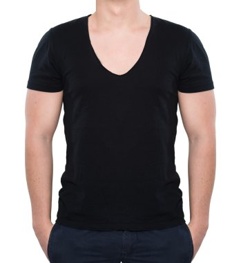 Güçlü adam siyah boş t-shirt