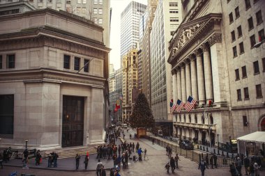 New York City - 15 Aralık: Wall Street New York Menkul Kıymetler Borsası, 15 Aralık 2015 yılında New York City ile.