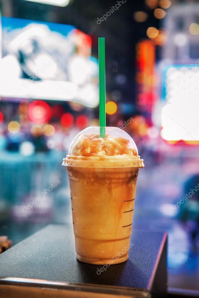 coffee cup in coffee shop in New York City at Time Square