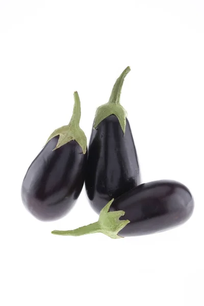 Eggplant Brinjal Eller Aubergine Isolerad Vit Bakgrund Med Klippbana Och — Stockfoto