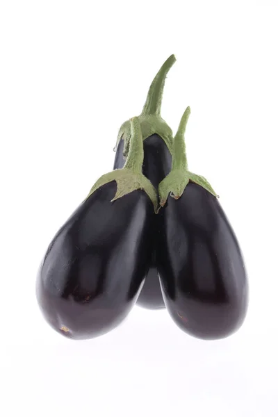 Aubergine Brinjal Aubergine Geïsoleerd Witte Achtergrond Met Knippad Volle Velddiepte — Stockfoto