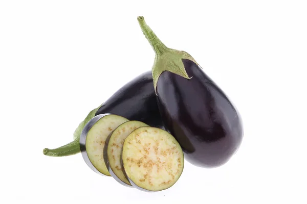 Aubergine Brinjal Aubergine Geïsoleerd Witte Achtergrond Met Knippad Volle Velddiepte — Stockfoto