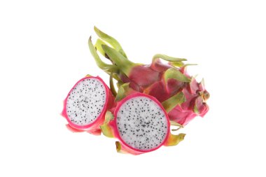 Canlı ve canlı Ejder Meyvesi beyaz arka planda izole edilmiş..