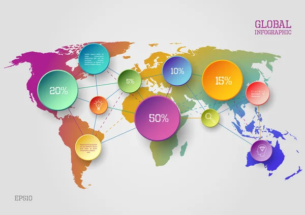 Concepto infográfico del mapa mundial — Vector de stock