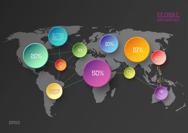 Concepto infográfico del mapa mundial — Vector de stock