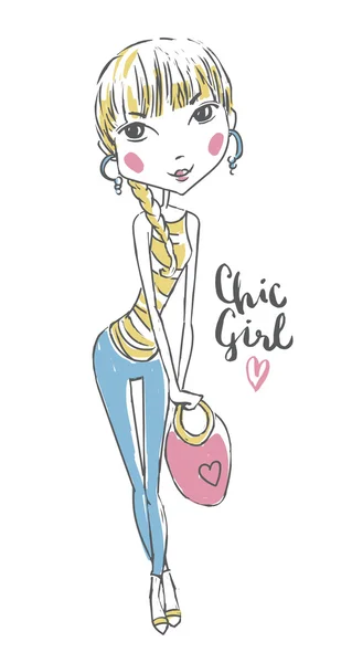 Chic girl illustration — Stock Vector