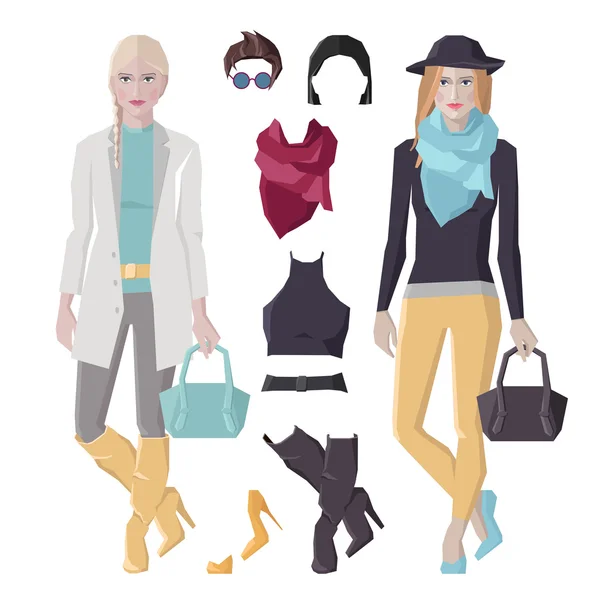 Set de chicas de moda — Vector de stock