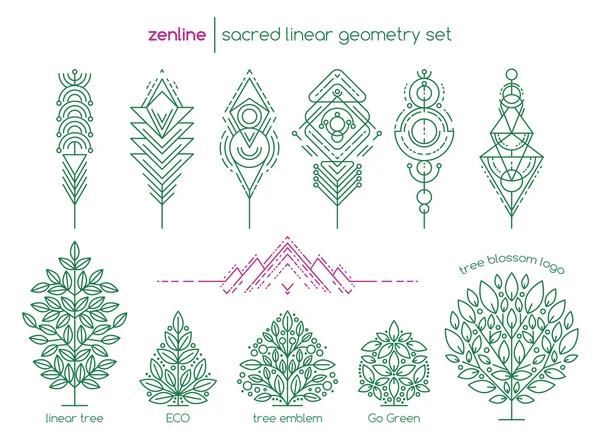 Emblèmes abstraits vectoriels linéaires — Image vectorielle