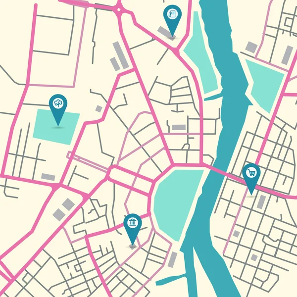 Mapa de la ciudad de Vector — Vector de stock