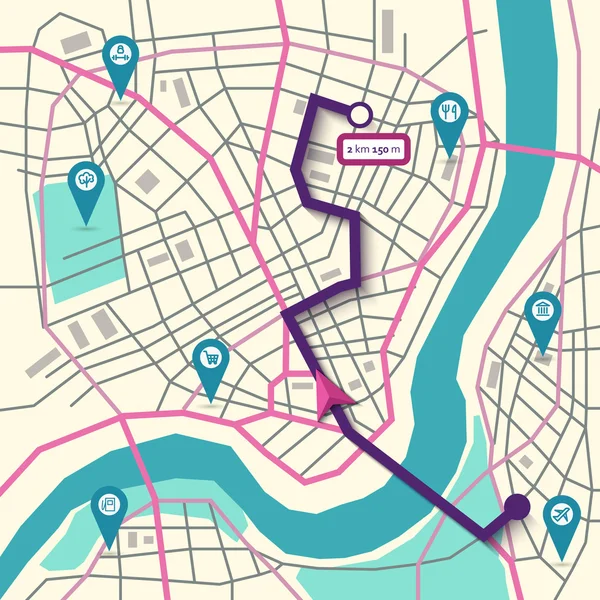 Vector mapa da cidade navegação —  Vetores de Stock